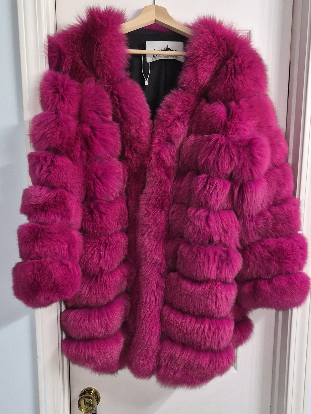 Luxurious Real Pink / Fuchsia Fox Fur Coat - Women's Statement Jacket